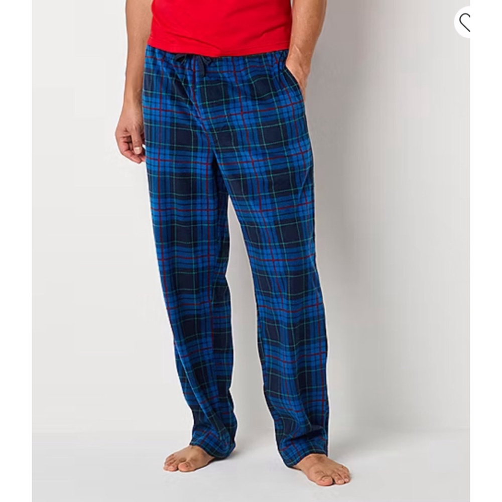 Men's Saint johns bay fleece pajama pants, blue plaid size ex L